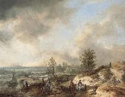 Philips Wouwerman A Dune Landscape with a River and Many Figures china oil painting reproduction